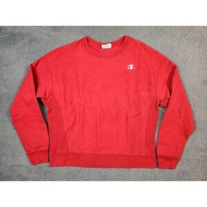 Champion Sweater YOUTH Boys Large Red Embroidered Logo Crew Neck Long Sleeve